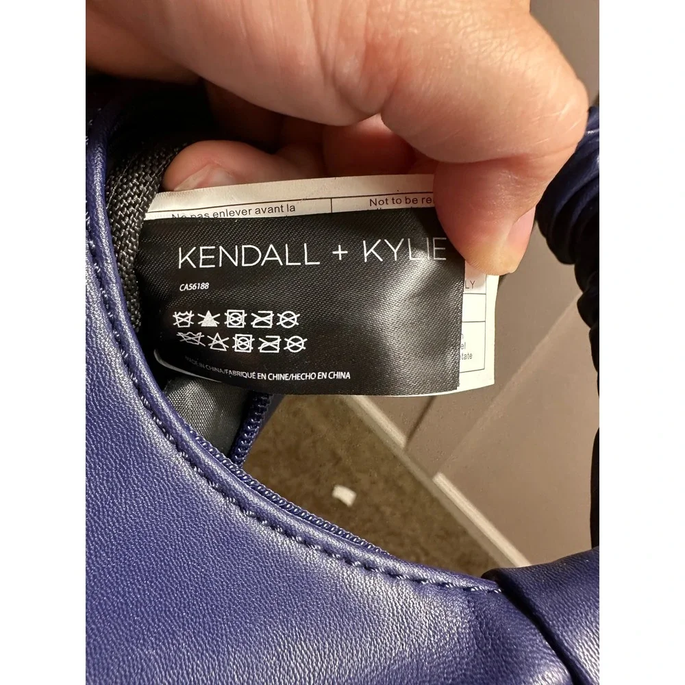 Kendall + Kylie Navy Blue Ruched Handle Mini Hobo Bag‎ Crescent Shoulder Bag